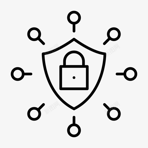 屏蔽锁定保护图标svg_新图网 https://ixintu.com 保护 共享 安全 屏蔽 网络托管细线图标 锁定
