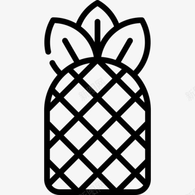 菠萝热带19线形图标图标