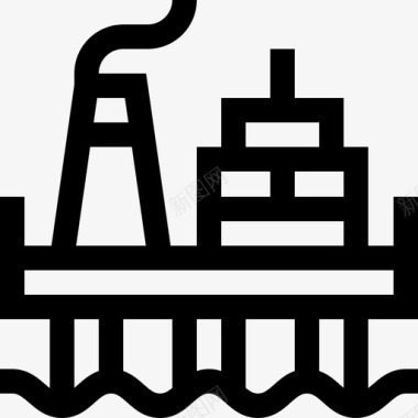 石油平台污染线性图标图标