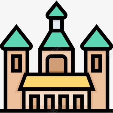 蒂米什瓦拉东正教大教堂地标10线性颜色图标图标
