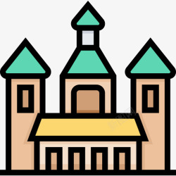 蒂米蒂米什瓦拉东正教大教堂地标10线性颜色图标高清图片