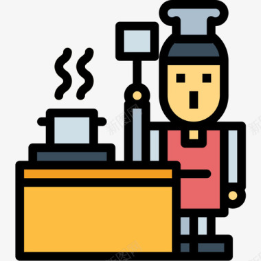 烹饪厨房工具19线性颜色图标图标
