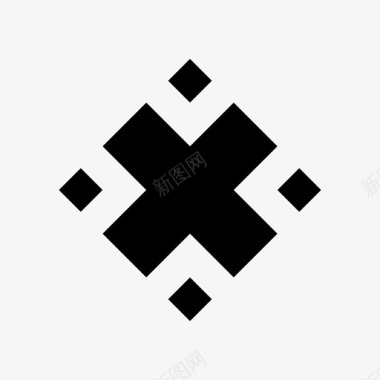 正方形和十字缓冲几何图标图标