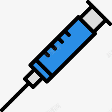 注射器牙科6线性颜色图标图标