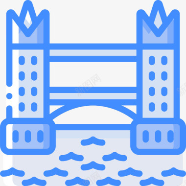 塔桥地标和纪念碑4蓝色图标图标