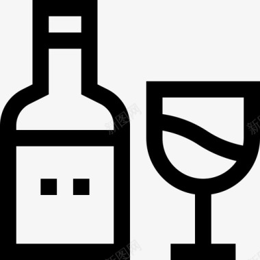 葡萄酒烹饪食品和饮料直系图标图标