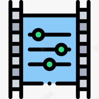 电影音频和视频5线性颜色图标图标