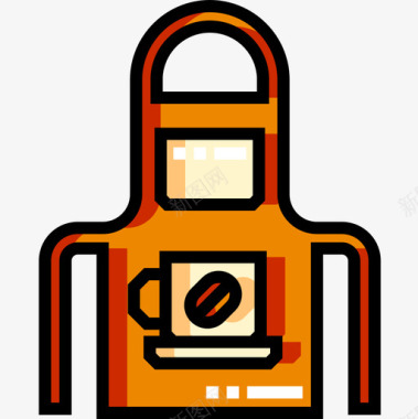 围裙16号咖啡厅线性颜色图标图标