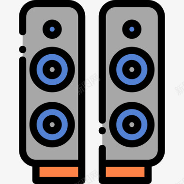 扬声器音乐商店线性颜色图标图标