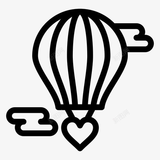 热气球飞翔的心爱图标svg_新图网 https://ixintu.com 情人节 情人节免费矢量图标 热气球 爱 飞翔的心