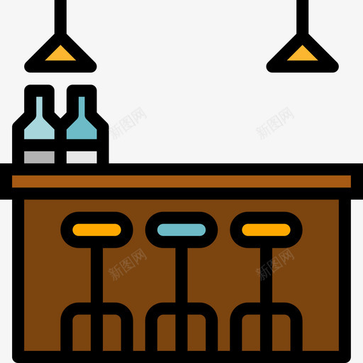 酒吧酒店和水疗中心3线性颜色图标svg_新图网 https://ixintu.com 线性颜色 酒吧 酒店和水疗中心3