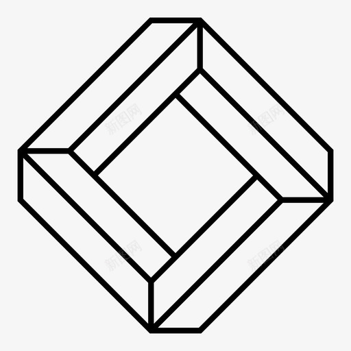 不可能方块水晶不可能图形图标svg_新图网 https://ixintu.com 不可能图形 不可能方块 水晶 视错觉 长方形