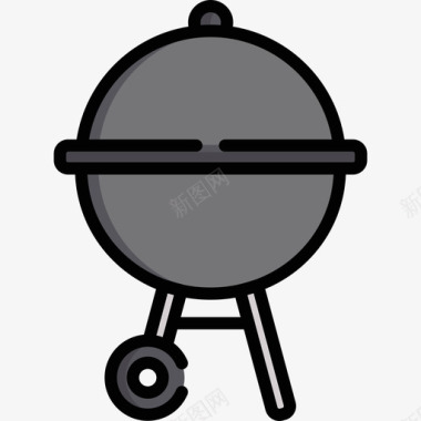 烧烤架烧烤17线性颜色图标图标