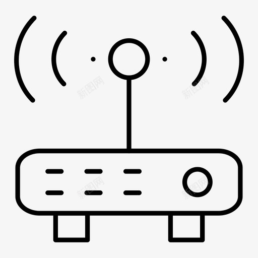 路由器天线调制解调器图标svg_新图网 https://ixintu.com 信号 天线 无线 网络托管细线图标 调制解调器 路由器