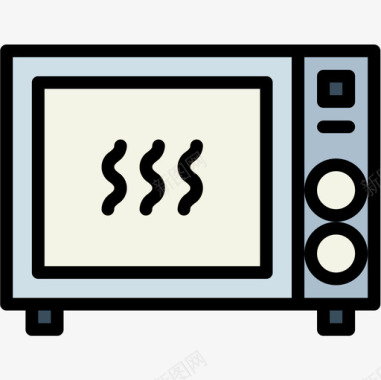 微波炉厨房工具19线性颜色图标图标