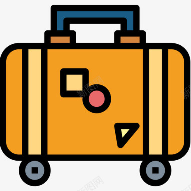 手提箱旅社3线性颜色图标图标
