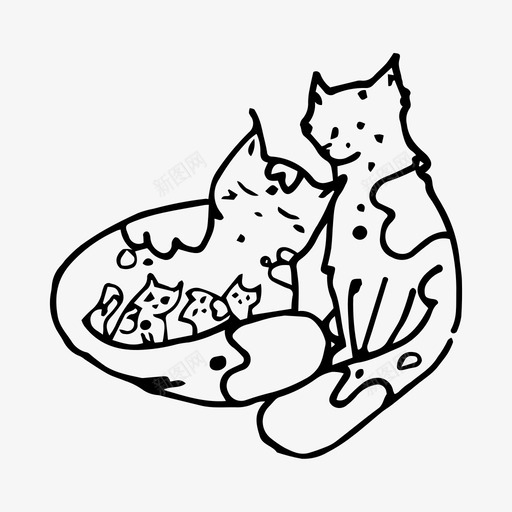 猫动物家庭图标svg_新图网 https://ixintu.com 动物 宠物 家庭 小猫 猫