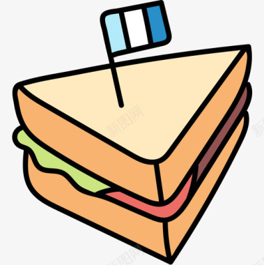 三明治面包店63彩色图标图标