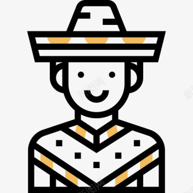 墨西哥人民族服装3黄影图标图标