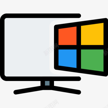 电脑台式电脑3线颜色图标图标