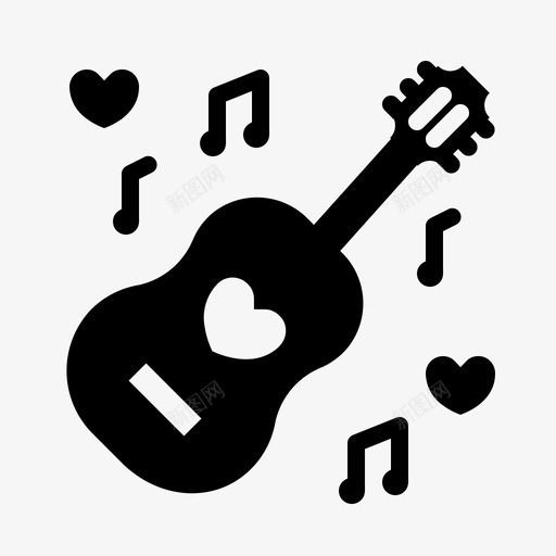 音乐吉他爱图标svg_新图网 https://ixintu.com 吉他 情人节 有爱的情人节 爱 音乐 音符