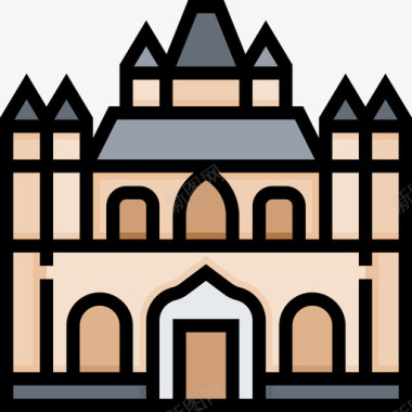 布尔戈斯大教堂地标10线性颜色图标图标