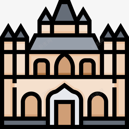 布尔戈斯大教堂地标10线性颜色图标svg_新图网 https://ixintu.com 地标10 布尔戈斯大教堂 线性颜色