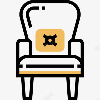 扶手椅家具72黄色阴影图标图标