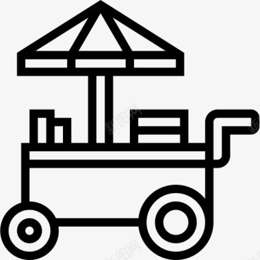 售货亭街头食品和食品卡车司机5线性图标图标