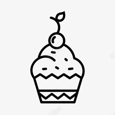 纸杯蛋糕面包店樱桃图标图标