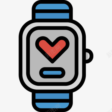智能手表健康9线性颜色图标图标