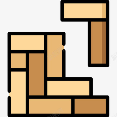 拼花地板建筑20线性颜色图标图标