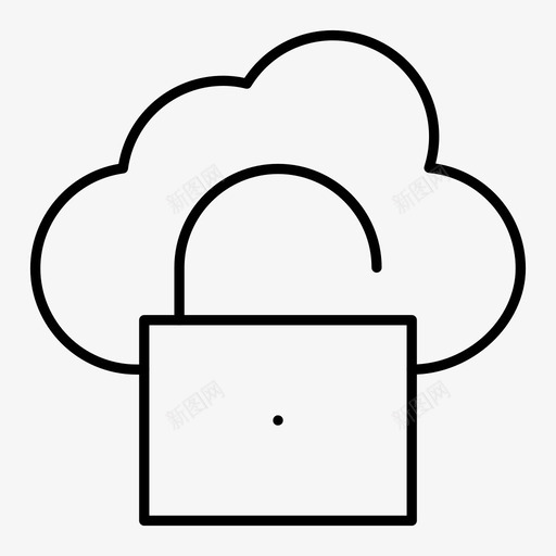 解锁访问云图标svg_新图网 https://ixintu.com 云 存储 数据库 网络托管细线图标 解锁 访问