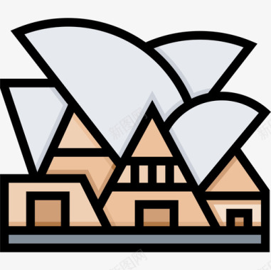 悉尼歌剧院地标10线性颜色图标图标