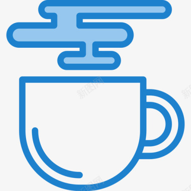 热咖啡76号咖啡厅蓝色图标图标