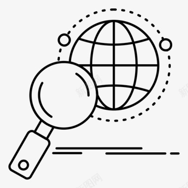全球搜索全球放大镜图标图标