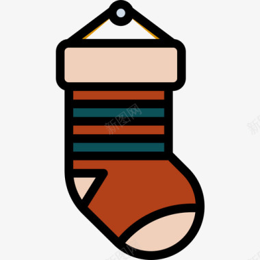 圣诞袜圣诞150线性颜色图标图标