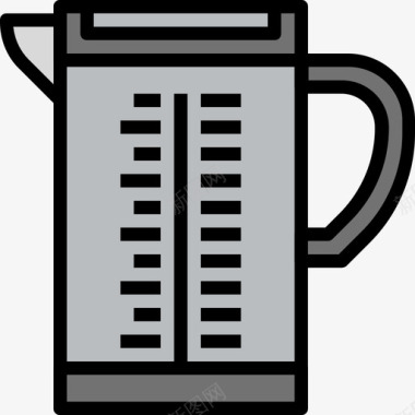 水罐厨房工具15线性颜色图标图标