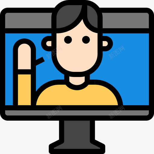 视频通话通信连接5线性彩色图标svg_新图网 https://ixintu.com 线性彩色 视频通话 通信连接5