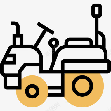 拖拉机工程车黄影图标图标