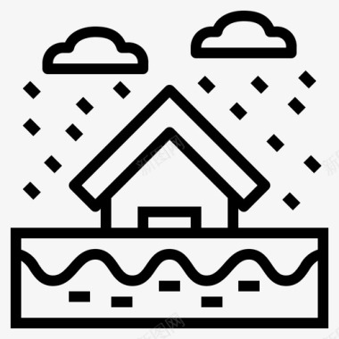 洪水房屋雨图标图标