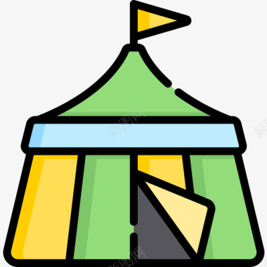 帐篷20码直线颜色图标图标