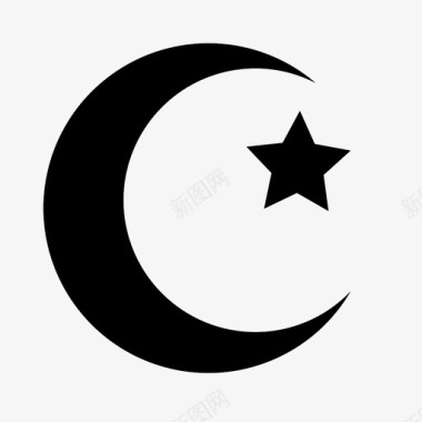新月新月和星星伊斯兰教图标图标