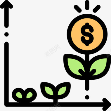 增长投资2线性颜色图标图标