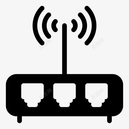 调制解调器天线路由器图标svg_新图网 https://ixintu.com 云计算字形图标 信号 天线 无线 调制解调器 路由器