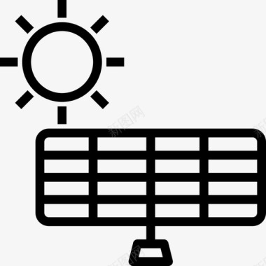 太阳能电池板设备和技术6线性图标图标