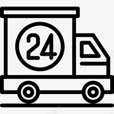 货运卡车购物和电子商务3线性图标图标