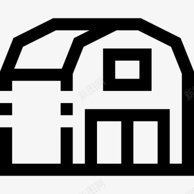 谷仓农场和花园直线图标图标