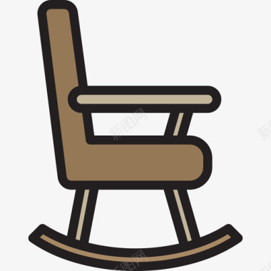 摇椅家具和家居9线性颜色图标图标