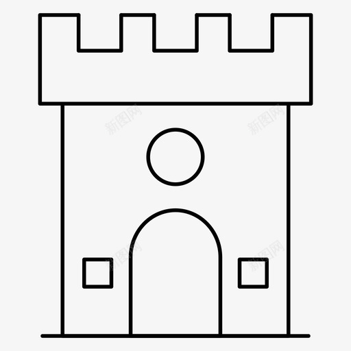 城堡建筑要塞图标svg_新图网 https://ixintu.com 历史 在建细线图标 城堡 塔 建筑 要塞